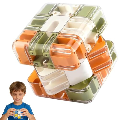 DFADKYWU 3D-Labyrinth-Würfel-Puzzle, Großes Labyrinth 3D Puzzle Würfel, 3D-Zauberwürfel-Kugel Mit Rollenden Kugeln, räumliches Bewusstseins-Gehirntrainingsspielzeug (Orange)