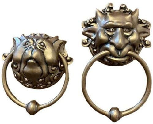 Zihpil Vintage Gate Knocker Handle Pull Door Accessories Home Decor, 2pcs Resin Labyrinth Door Knocker Front Door Knocker Dragon Face Door Knob for Wall Hanging Door Art Deco