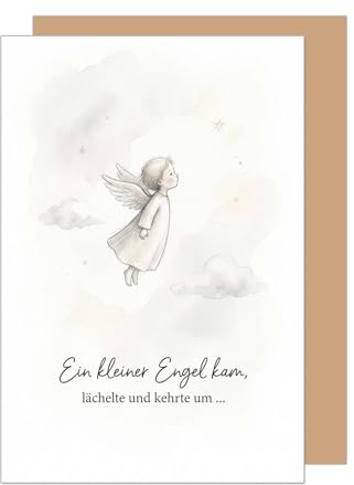 Edition Seidel Premium Trauerkarte mit Umschlag. Beileidskarte Kondolenzkarte Karte Klappkarte Spruch Ein kleiner Engel kam Anteilnahme Verlust Sternenkind Baby einfühlsam Liebe Trost (T1252 SW026)