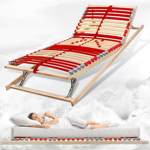 Coemo Lattenrost Ruby KF, 7-Zonen, Kopf-Fußteil verstellbar, 140x200 cm | Rahmen aus Buche, Kopfteil & Härtegrad verstellbar, ergonomisch für Jugendbett, alle Matratzenarten