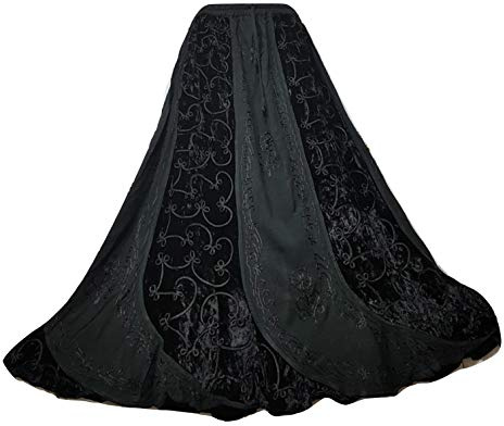 Gypsy hippie gothique médiéval de la Renaissance en velours Automne Hiver Jupe 12 14 16 18 20 22 - Noir - taille unique