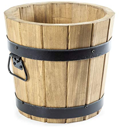 Holzfee Pflanzkübel Kiefer Rustikal Eiche Ø 28 x H 26 cm