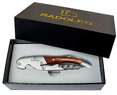 RADOLEO® Kellnermesser PADAUK - Premium Korkenzieher | Profi Sommeliermesser (Weinöffner) hochwertige Edelstahl & Holz-Materialien | edle Geschenk-Verpackung…