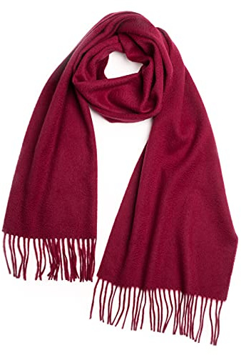 Mooilo - 100% pures Kaschmir - Luxury Fashion, Schals, Herrenmode, Cashmere, Schal, Kaschmirschal, rot weinrot, 30 cm, Design, made in Germany (Weinrot)