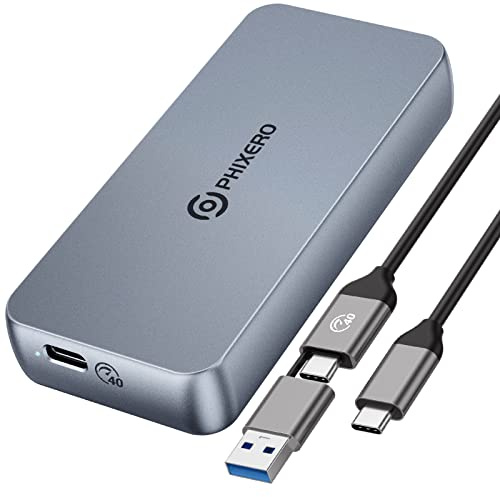 PHIXERO 40 Gbit/s NVMe SSD Gehäuse, Aluminiumgehäuse, bis zu 2.700 MB/s PCIe Adapter für 2280 M-Key NVMe SSD, kompatibel mit Thunderbolt 3/4, USB4, USB 3.2/3.1/3.0