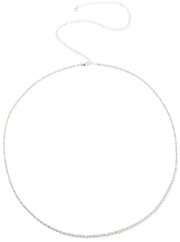 Stfery Bauchkette Silber 100cm, Körperketten für Frauen Taillenkette Dünne Kette Legierung Kettengürtel Taille Körperschmuck
