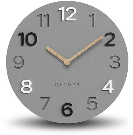 Cander Berlin MNU 2830 C Wanduhr lautlos MDF ohne Tickgeräusche 30 cm analog Wohnzimmer Büro modern Vintage Holzzeiger