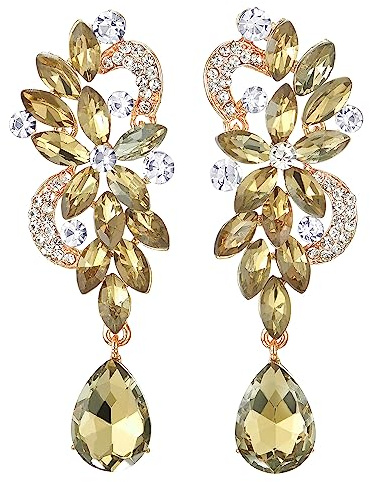 Art Déco Strass Cristal Cluster Chandelier Lustre Floral Larme Long Statement Déclaration Boucles d'oreilles