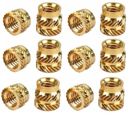 SellGood Sicherungsmuttern, 30 Stück, M2, M2,5, M3, M4, M5, M6, Messing-Einsatzmutter, Heißschmelz-Wärmegerändelt, Einbettungs-Kupfer-Einsatzmutter, 3D-Druck, Kunststoffplatten-Muttereinsätze (Farbe: