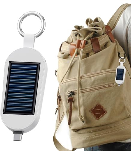 Solar Key Chain Mobile Phone Charger, 3000 mAh Portable Mobile Solar Bank, Solar Bank Type C Charger, Key Chain Charger, Phone Tablet Keyring Charger