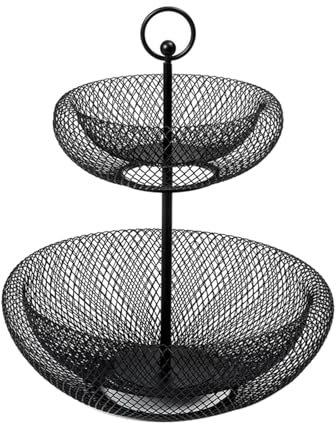 SDA287MZ Fruits Stand Holder 2-Tier Fruit Basket and Fruit Bowl - Fruit and Vegetable Storage, Fruit Basket for Kitchen Counter, for Bread Onions Potatoes Veggies Produce Fruit Bowl Holder