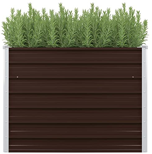 Gecheer Hochbeet Metall Hochbeete für Garten Gartenbeet Hochbeete-Kit Pflanzkübel Pflanzkasten Blumenkasten Blumenbeet Beet hoch Frühbeet für Garten Gemüsebeet Braun 100 x 40 x 77 cm Verzinkter Stahl