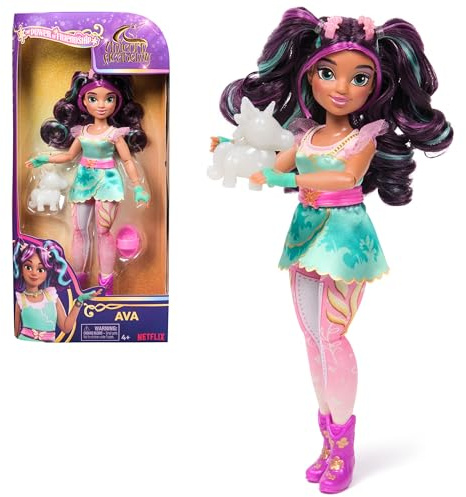 Unicorn Academy Muñeca de Vestir AVA – La muñeca Original de la Popular Serie Netflix de 24 cm con Pelo Real, Ropa y Accesorios extraíbles, para niños a Partir de 4 años