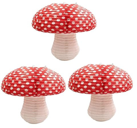 DOITOOL Mushroom Lantern Decoration 3pcs Mushroom Paper Lanterns for Baby Shower Birthday