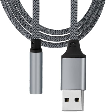 Jack To USB Converter - Cable De Adaptador De Audio, Tarjeta De Sonido Externa | Señal Estéreo, Diseño Portátil Compacto, Fácil Instalación con Amplia Compatibilidad para Computadoras