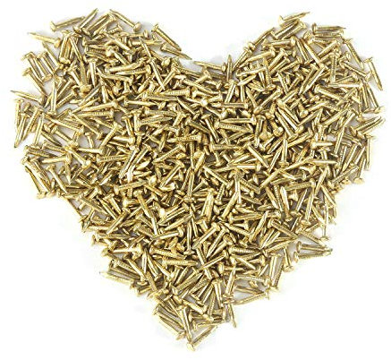 Piccoli chiodi in legno e viti autofilettanti e scatola per attrezzi