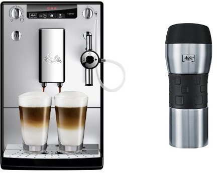 Melitta E 957-103 Kaffeevollautomat Caffeo Solo & Perfekt Milk (Cappuccinatore) silber + Melitta 206056 IsolierTrinkbecher