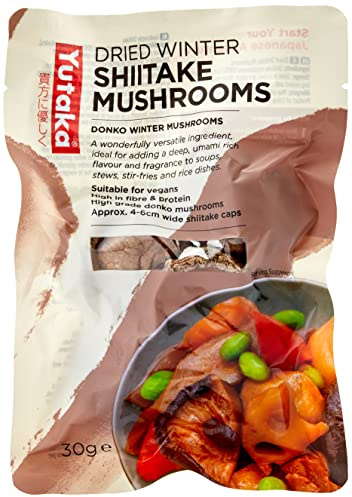 Yutaka - Dried Shiitake Mushrooms, 30g - Premium Donko Winter Mushrooms - Rich Umami Flavour, Vegan Friendly - High Fibre & Protein - Perfect for Soups, Stir-Fries, Risotto & Broths