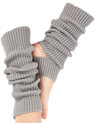 Hustar Damen Gestrickt Stulpen Beinwärmer Yoga Ballettstulpen Winter Warm Beinstulpen mit Fersenloch Grau