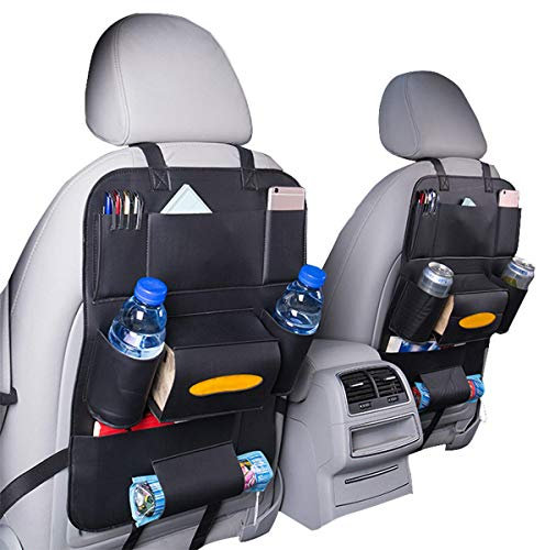 HCMAX 2 Pack Auto-Rückenlehnenschutz Autositz zurück Veranstalter Tasche Rücksitz Schutzaufbewahrung Trittmatte Ipad Mini Halter Großes Reisezubehör