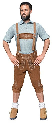 Trachten Lederhose aus echtem Leder Kniebundhose Größe 46-48-50-52-54-56-58-60 Dunkelbraun *NEU*