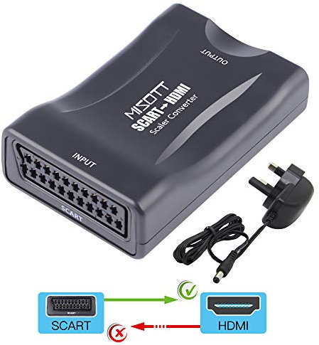 MISOTT Scart to HDMI Converter - HDMI Adaptor for TV, Power Plug Included