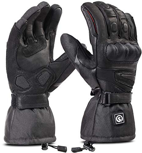 day wolf Heated Motorcycle Gloves Waterproof 7.4V 2200MAH Electric Rechargeable Battery Gloves for Winter Biking Skiing Cycling Hunting Fishing Ski Snow Men Women (S)