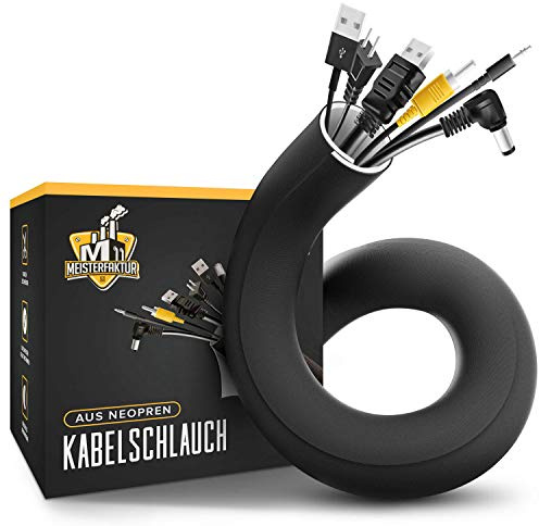 Meisterfaktur Kabelschlauch weiß - Klare weiße Seite - Kabelmanagement für Schreibtisch & TV - Ideal zum Kabel verstecken (300 x 13,5cm)