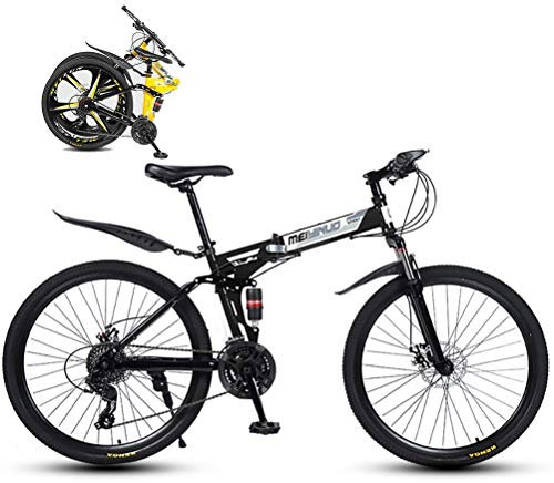 MTTKTTBD Mountainbikes Faltbares Leicht Faltrad mit Doppelte Stoßdämpfung,Quick-Fold-System 26 Zoll 21 Speed Klappfahrrad Folding City Bike mit Gabelfederung