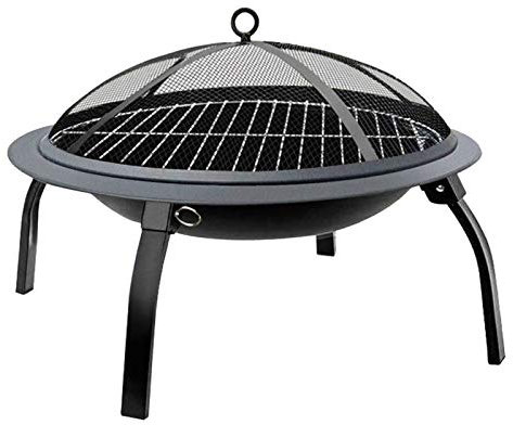 QINGGANGLING999 Barbacoas de Carbón Parrilla de carbón de leña de 22 Pulgadas Black Black Burning Fire Pit Pozo al Aire Libre Patio Patio Estufa Chimenea BBQ Grill Barbacoa Portátil