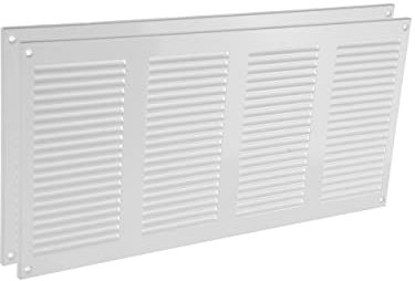 Vent Systems Blanco 200 x 400 mm cubierta de ventilación de aire parrilla metal con pantalla de protección de plagas integrada cubierta de ventilación HVAC para mejoras en el hogar - Paquete de 2