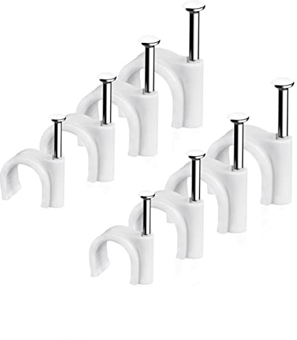 CONPHERON Fermacavi Muro, Fermacavo con Chiodo, Clip per Cavi, 6mm, 100 Pezzi