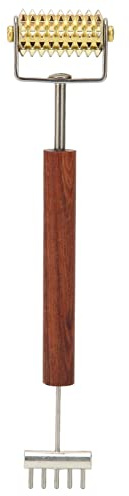 Massaggiatore a Rullo Facciale, Rullo per Massaggio Facciale, Manico in Legno di Rame Promuove la Circolazione Sanguigna Rullo per Pelle a Doppia Testa