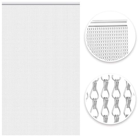 VerRich Kettenvorhang, 100 * 200 cm Aluminium Tür Fliegengitter Silber Metall Fliegenvorhang Insektenschutz Schädlingsbekämpfung