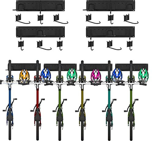 Nandae Support Vélos Mural, Crochets Vélo pour 6 Vélos, Porte Vélo Mural, Support Mural de Rangement Porte Vélos Système de Rangement pour Accrocher Le Vélo pour Le Organisation de Garage