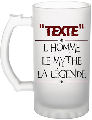 Planetee Chope de bière Prénom Personnalisable (Homme Mythe Légende)