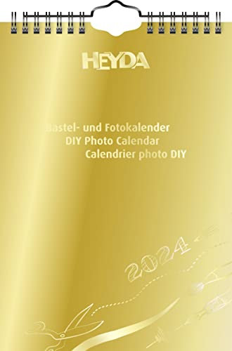 Heyda Bastelkalender 2024 1 Blatt = 1 Monat A5 Deckblatt: goldfarben, Monatsblätter: schwarz