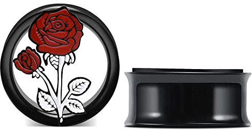 TBOSEN 1 Paar Nonne Rose Grußgeste Stil Edelstahl Trompete Tunnel Stecker Gauges Expander Piercing Modisches Geschenk 0g-1Zoll in 8mm-25mm