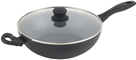 Russell Hobbs RH02812EU7 - Wok con coperchio, antiaderente, per fornelli a induzione, cottura con poco o senza olio per pasti sani, manico morbido, Metallic Marble, alluminio forgiato, 28 cm