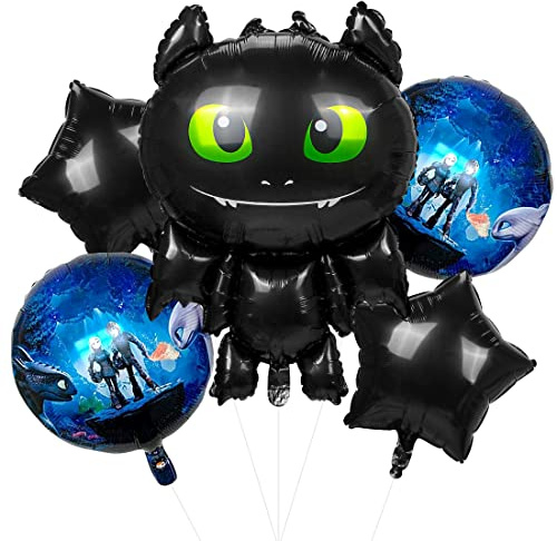 Geburtstag Folienballon-Kit für Jungen - 7 Stück Pentagramm-Ballon in Schwarz, Tier-Deko für Partei-Hintergründe