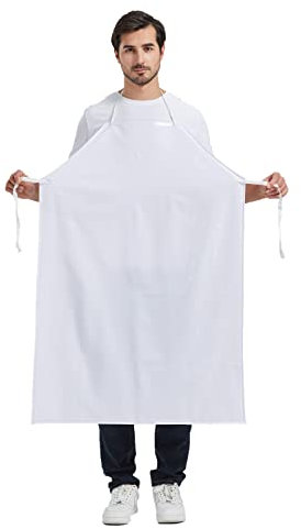 Nanxson Tablier de travail imperméable en PVC pour adulte, unisexe, résistant aux produits chimiques, pour la vaisselle, le toilettage des animaux domestiques, le traitement de la viande, blanc