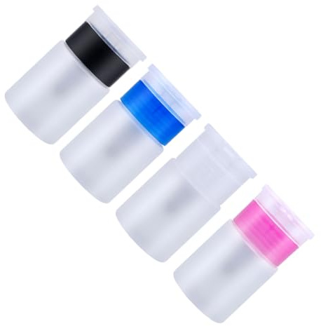 FRCOLOR Pumpflaschen mit Deckel 60 ml aus Kunststoff 4 Stück Leere Wiederbefüllbare Spender für Kosmetik und Reisen