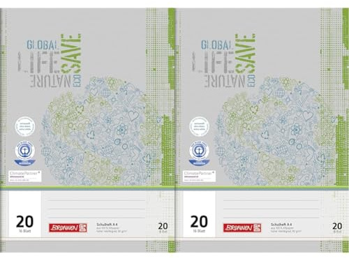 Brunnen Schulheft A4 Lin 20 16Bl RCP Blanko (Packung mit 2)