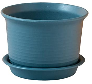 budiniao Sol Pot De Fleur Salon Serre Trous De Drainage Pot De Fleurs Planteur d'herbe Plantes Succulentes Conteneur Fournitures pour La Maison, Bleu, L【diamètre 18cm】
