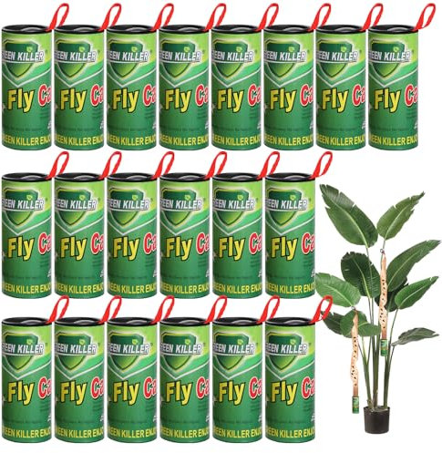 20pz Rotolini Acchiappamosche, Joogee Trappole Mosche Strisce Cattura Mosche Zanzare Adesivi Nastro di Trappole Adesive Appeso Non Tossica Inodore per Tarma in Balcone Mosche da Finestra Casa Camera