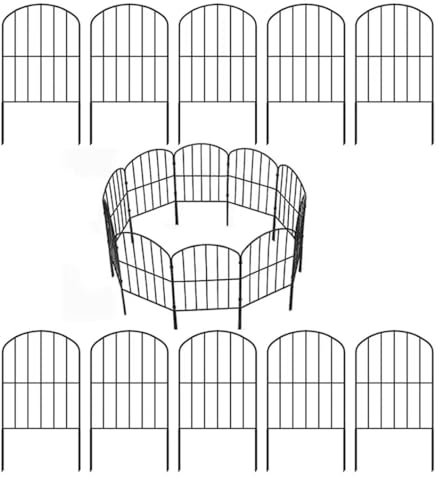 My Link Decorative Garden Fence Fencing 10 Panels，10ft (L) x 24in (H) Rust-Proof Metal Wire Border Animal Barrier for Dogs Metal Fence Panels for Garden Outdoor.