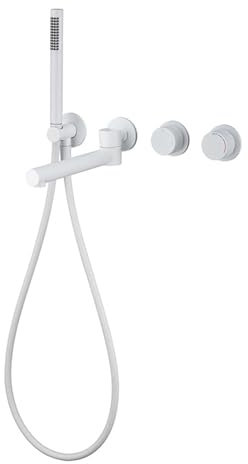 BiaoTeng Badewannenarmatur Unterputz Set Wand Heiß und Kalt 2 Funktionen 180° Drehbar mit Handbrause Mischbatterie Badewanne Unterputz Weiß