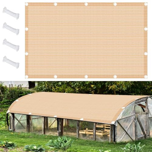 Garten Schattierungsnetz 8.5 x 10 m mit Ösen Balkonverkleidung Leicht Und Haltbarkeit für Sportplatz Garten Balkon, Sandgelb
