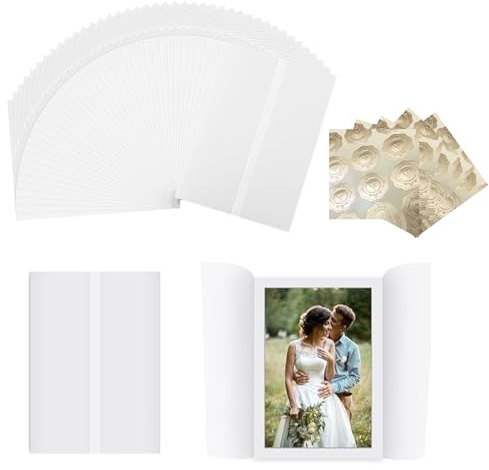 VZU 50PCS Vellum Wrap, Translucent Acetate Sheets with 5 Sheet Envelope Seal Stickers, 18x26.8cm Pre-Folded Vellum Paper for Wedding Invitation, Vellum Jackets for Invitations of Date, Birthday Party