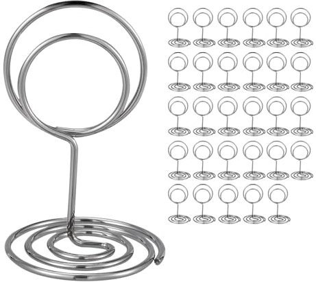 Fonyiunce 30 Stück Tischkartenhalter, Fotohalter Kartenständer, Kartenhalter Hochzeit, Fotohalter mit Klammern, Runder Tischkartenhalter , für Hochzeiten, Bankette, Partys (Runden)